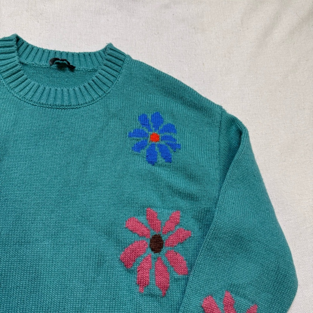 Rails Zoey Intarsia Wool Blend Multi Flowers Knit… - image 5